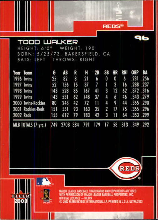 2003 Ultra (Fleer) Baseball "Main Set" Cards - Picture 178 of 459