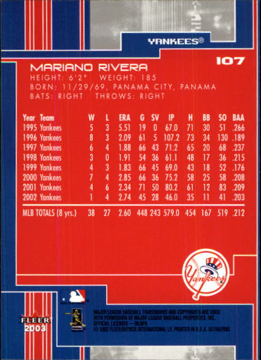 2003 Ultra (Fleer) Baseball "Main Set" Cards - Picture 196 of 459
