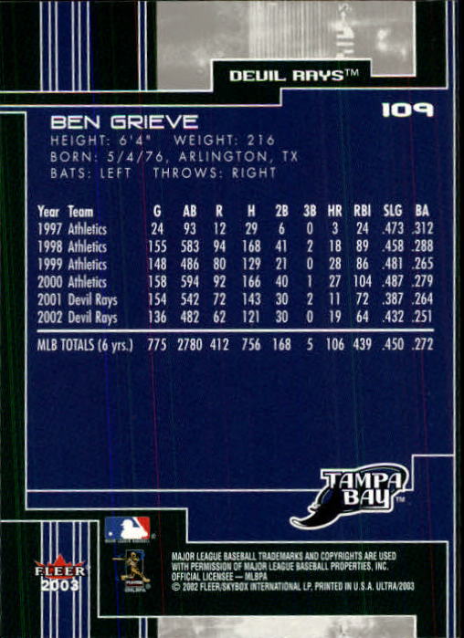 2003 Ultra (Fleer) Baseball "Main Set" Cards - Picture 199 of 459