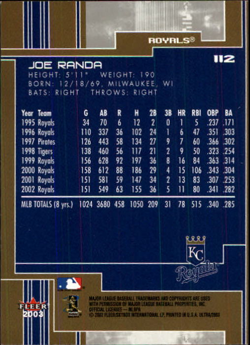 2003 Ultra (Fleer) Baseball "Main Set" Cards - Picture 205 of 459