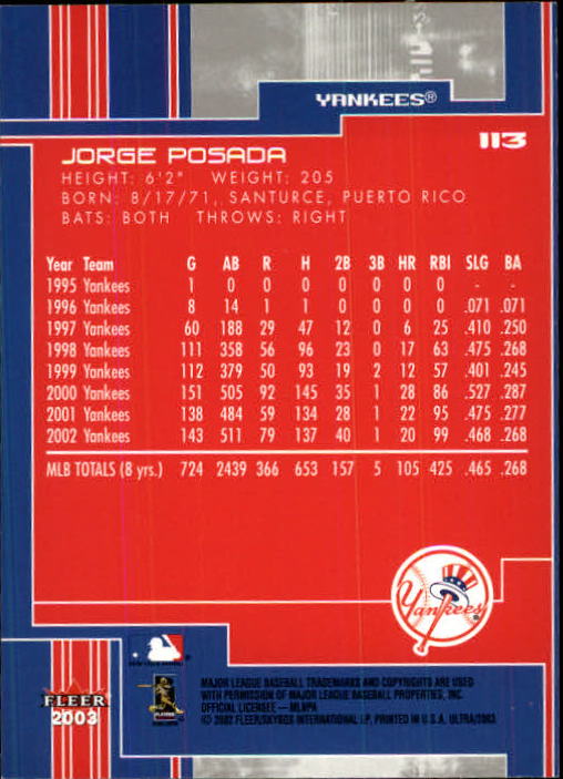 2003 Ultra (Fleer) Baseball "Main Set" Cards - Picture 207 of 459