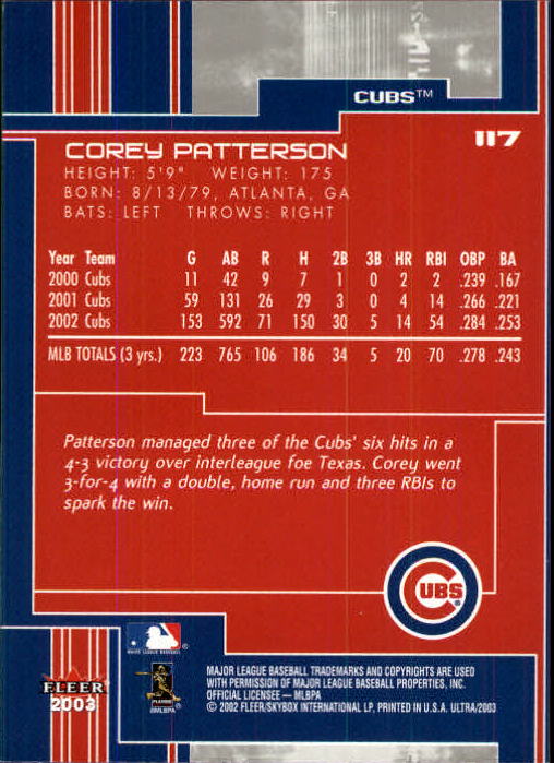 2003 Ultra (Fleer) Baseball "Main Set" Cards - Picture 215 of 459