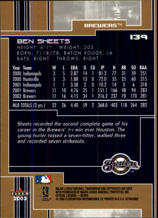 2003 Ultra (Fleer) Baseball "Main Set" Cards - Picture 258 of 459