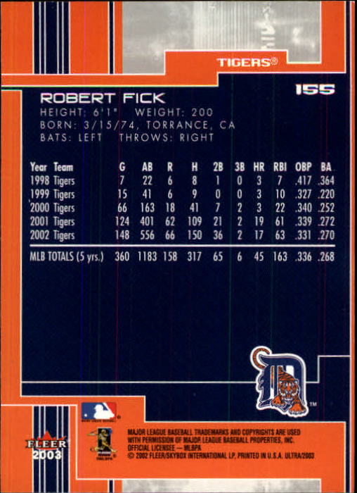 2003 Ultra (Fleer) Baseball "Main Set" Cards - Picture 288 of 459