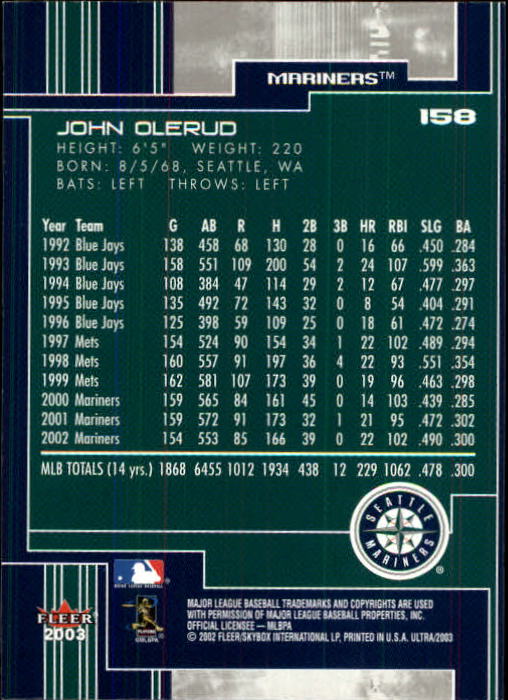 2003 Ultra (Fleer) Baseball "Main Set" Cards - Picture 294 of 459