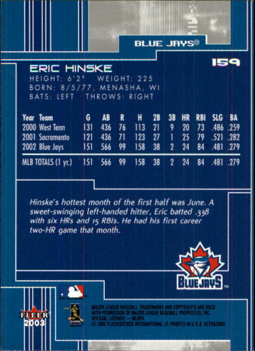 2003 Ultra (Fleer) Baseball "Main Set" Cards - Picture 296 of 459