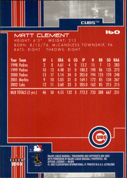 2003 Ultra (Fleer) Baseball "Main Set" Cards - Picture 298 of 459