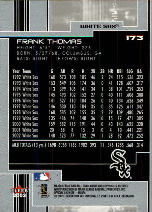 2003 Ultra (Fleer) Baseball "Main Set" Cards - Picture 323 of 459