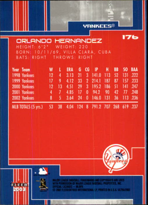 2003 Ultra (Fleer) Baseball "Main Set" Cards - Picture 329 of 459
