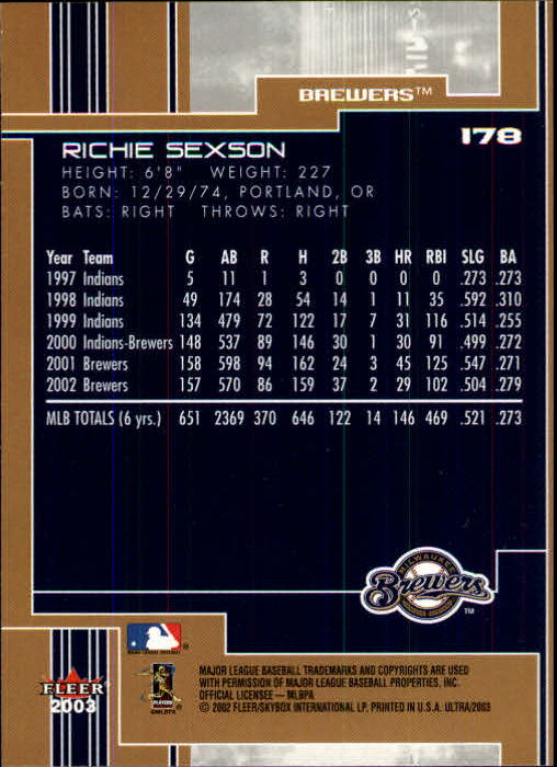 2003 Ultra (Fleer) Baseball "Main Set" Cards - Picture 333 of 459