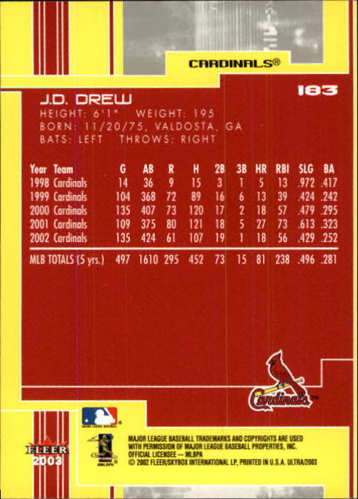 2003 Ultra (Fleer) Baseball "Main Set" Cards - Picture 342 of 459