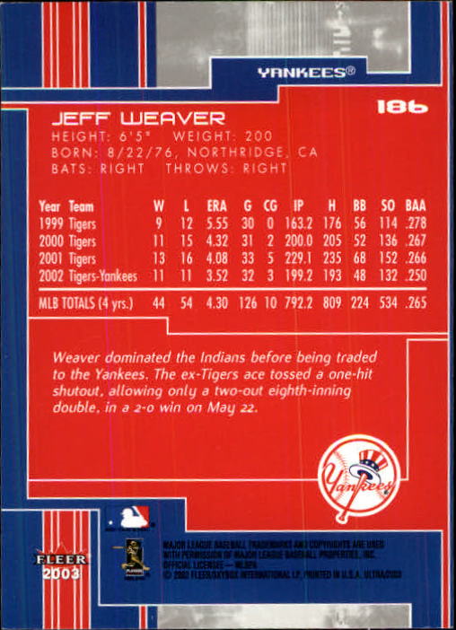 2003 Ultra (Fleer) Baseball "Main Set" Cards - Picture 348 of 459