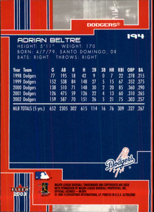 2003 Ultra (Fleer) Baseball "Main Set" Cards - Picture 363 of 459