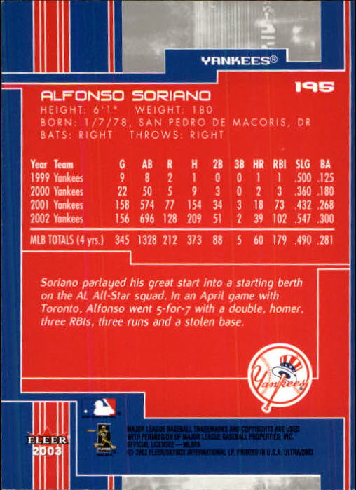 2003 Ultra (Fleer) Baseball "Main Set" Cards - Picture 365 of 459