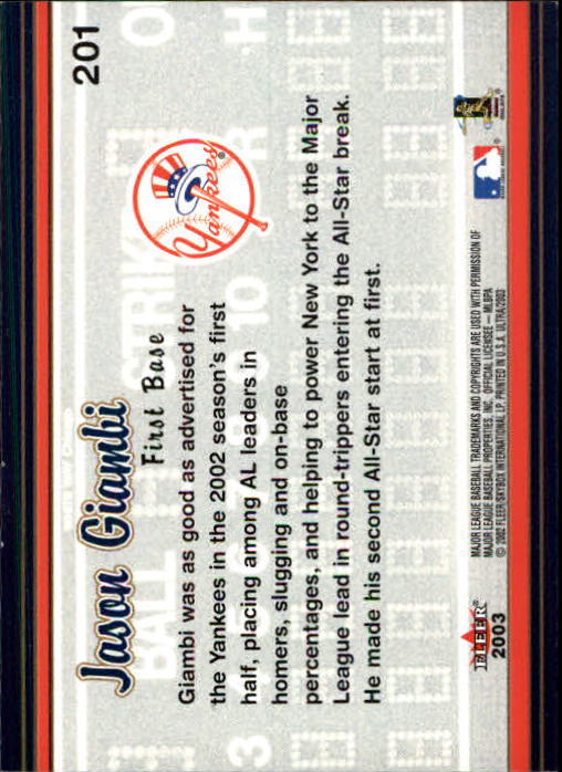 2003 Ultra (Fleer) Baseball "Main Set" Cards - Picture 377 of 459