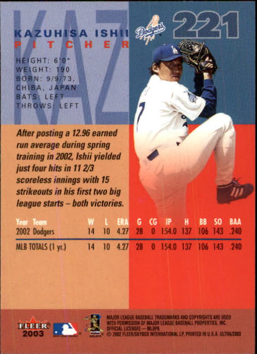 2003 Ultra (Fleer) Baseball "Main Set" Cards - Picture 411 of 459