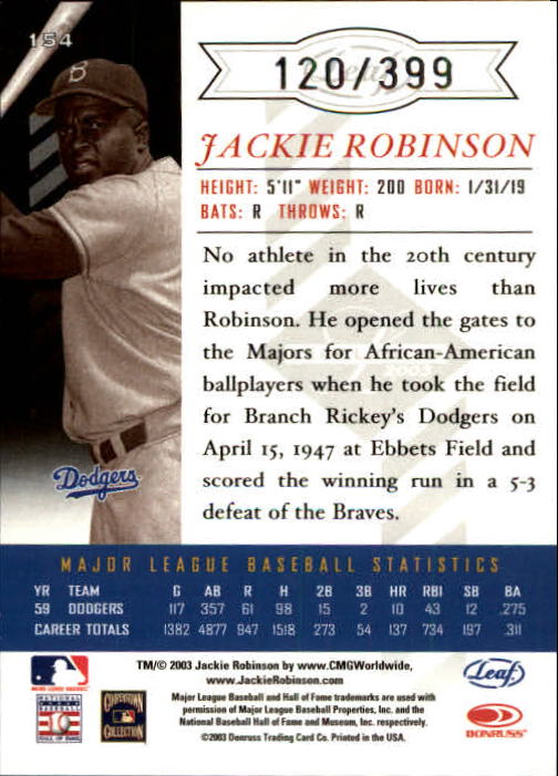 Carte Base "Main Set" Baseball 2003 Leaf Limited - Foto 27 di 33