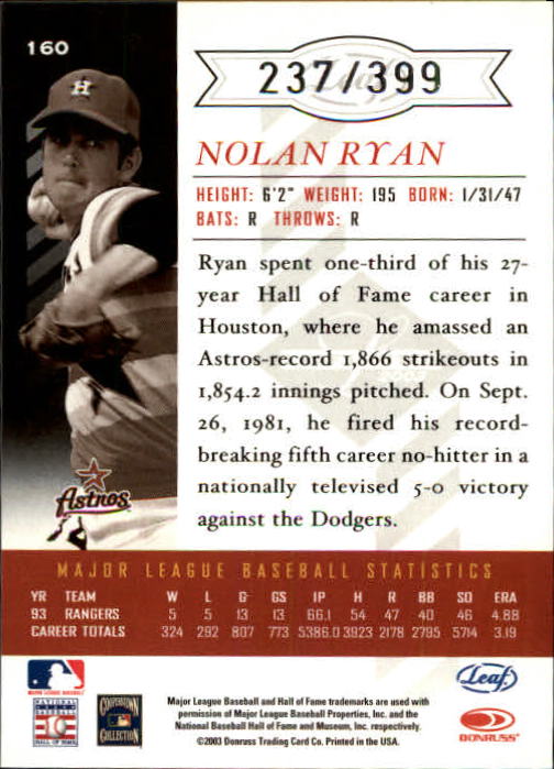 Carte Base "Main Set" Baseball 2003 Leaf Limited - Foto 31 di 33