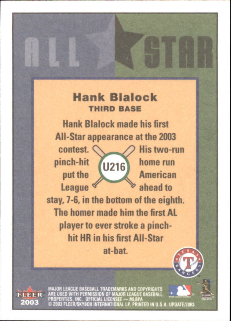 2003 Fleer Tradition Update Baseball Card Pick