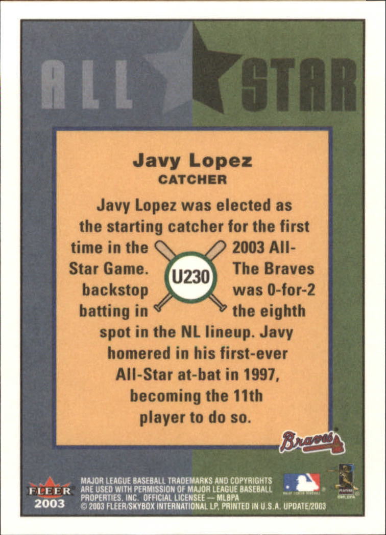 2003 Fleer Tradition Update Baseball Card Pick