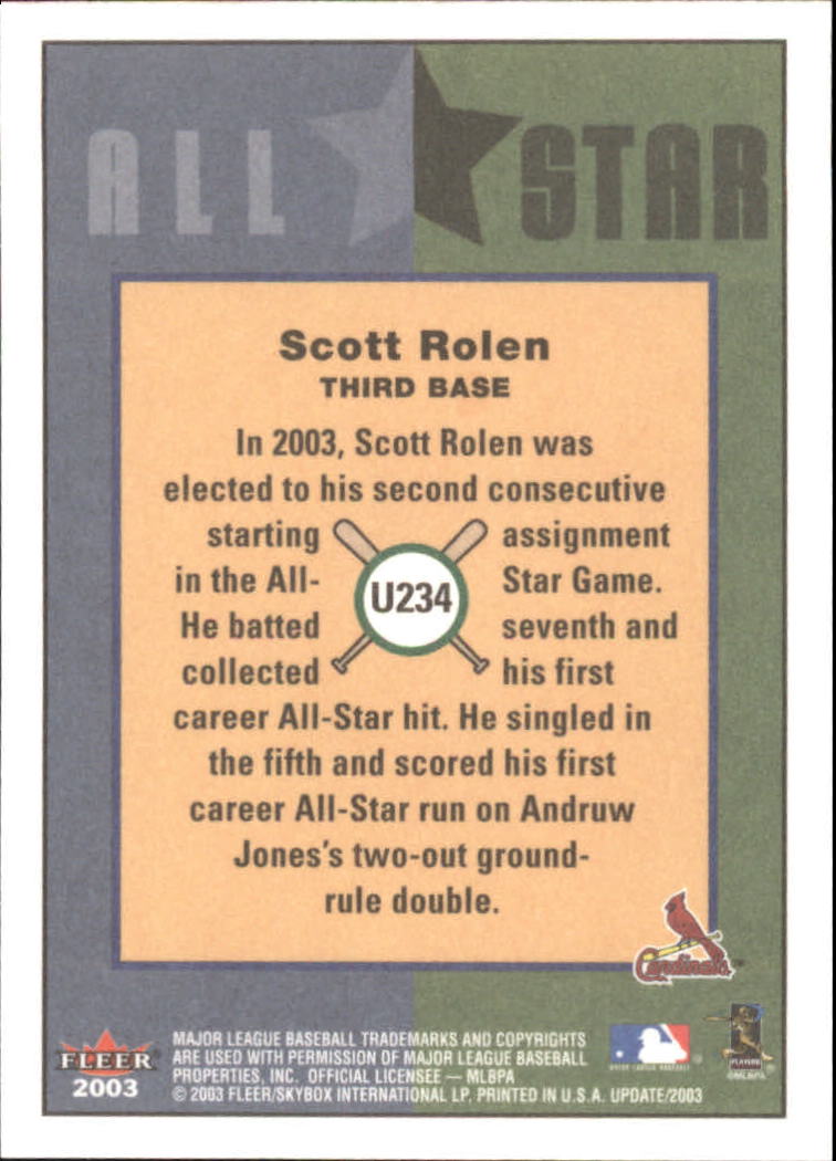 2003 Fleer Tradition Update Baseball Card Pick