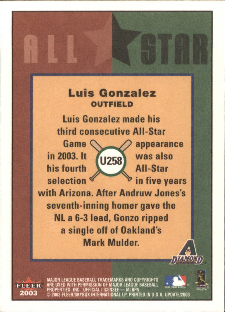 2003 Fleer Tradition Update Baseball Card Pick