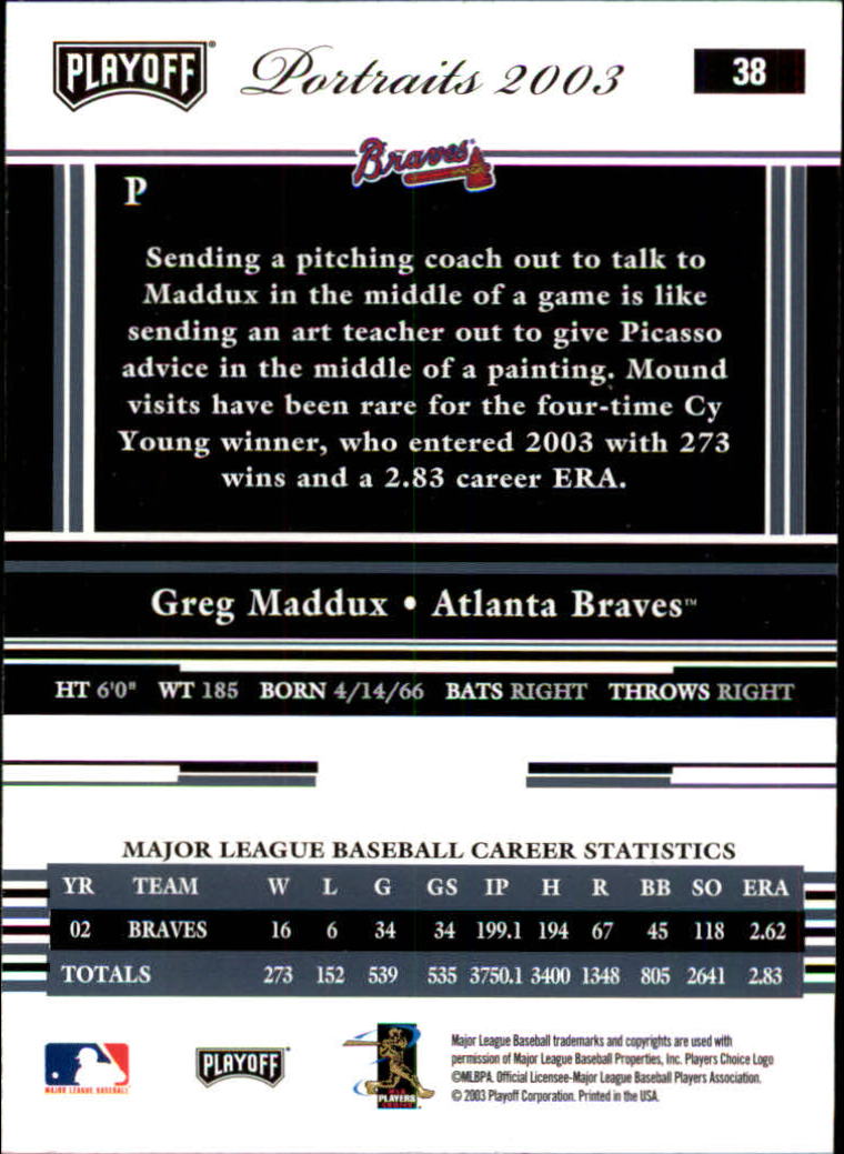 2003 Playoff Portraits Baseball Card Pick