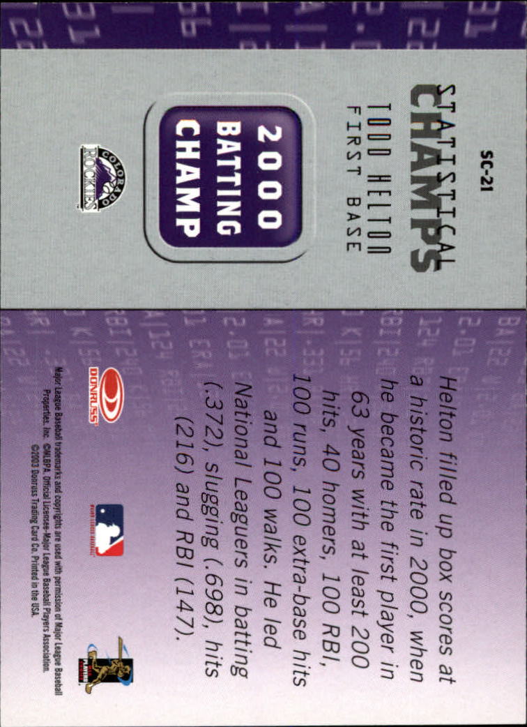 2003 Donruss Champions Baseball "Insert" Cards - Picture 23 of 69