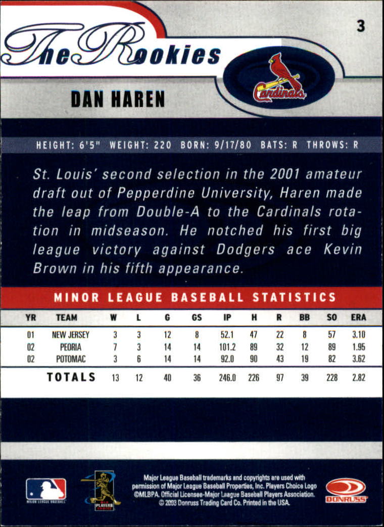 2003 Donruss Rookies Baseball "Main Set" Cards - Picture 7 of 132