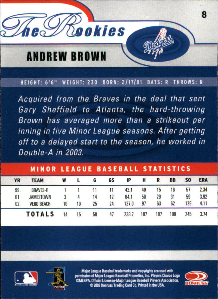 2003 Donruss Rookies Baseball "Main Set" Cards - Picture 17 of 132