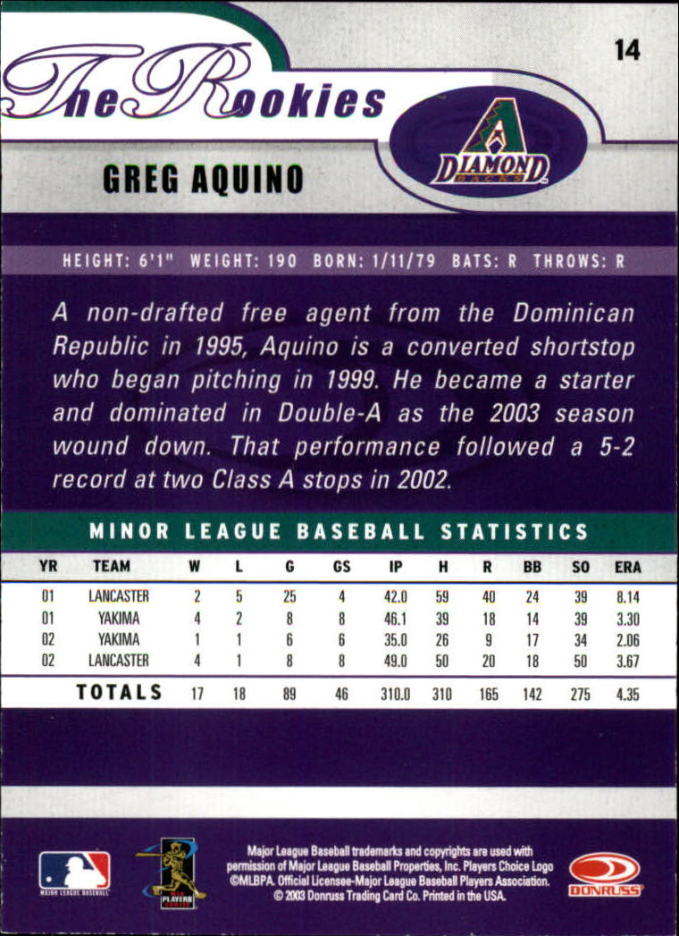 2003 Donruss Rookies Baseball "Main Set" Cards - Picture 29 of 132