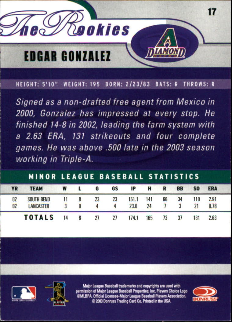 2003 Donruss Rookies Baseball "Main Set" Cards - Picture 35 of 132