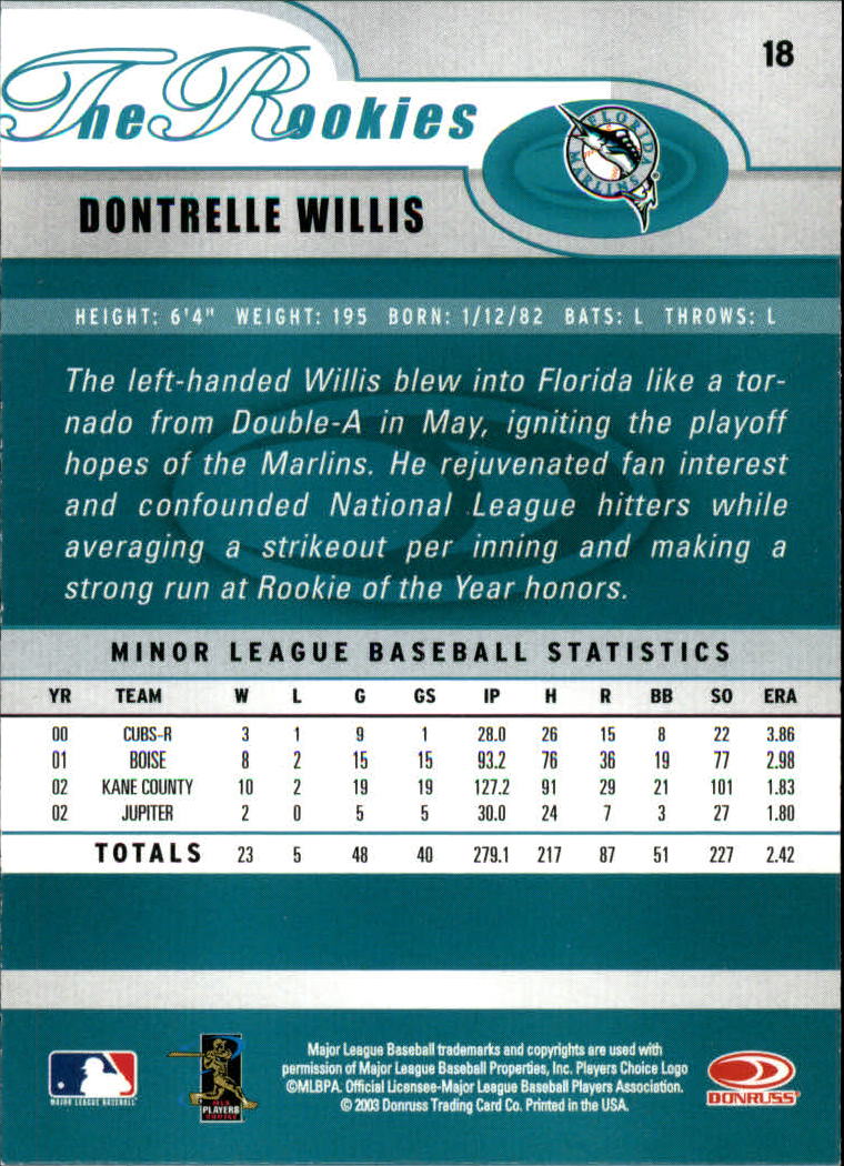 2003 Donruss Rookies Baseball "Main Set" Cards - Picture 37 of 132