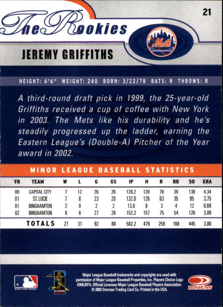 2003 Donruss Rookies Baseball "Main Set" Cards - Picture 43 of 132