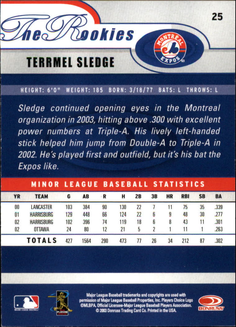 2003 Donruss Rookies Baseball "Main Set" Cards - Picture 51 of 132