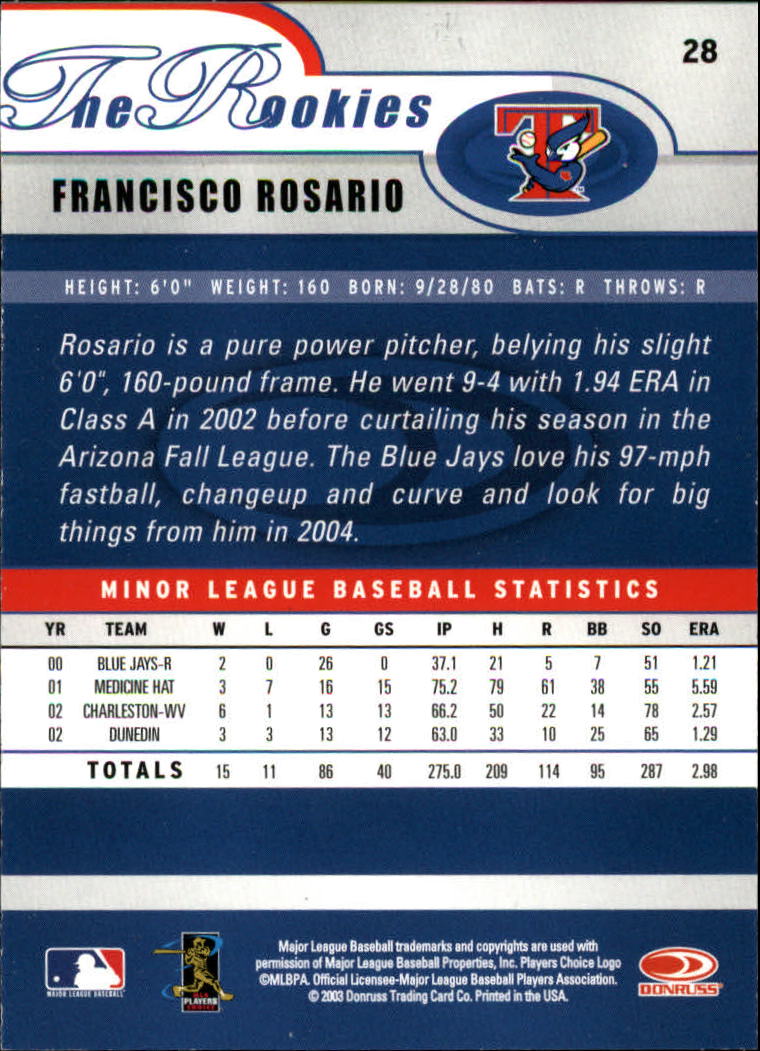 2003 Donruss Rookies Baseball "Main Set" Cards - Picture 57 of 132