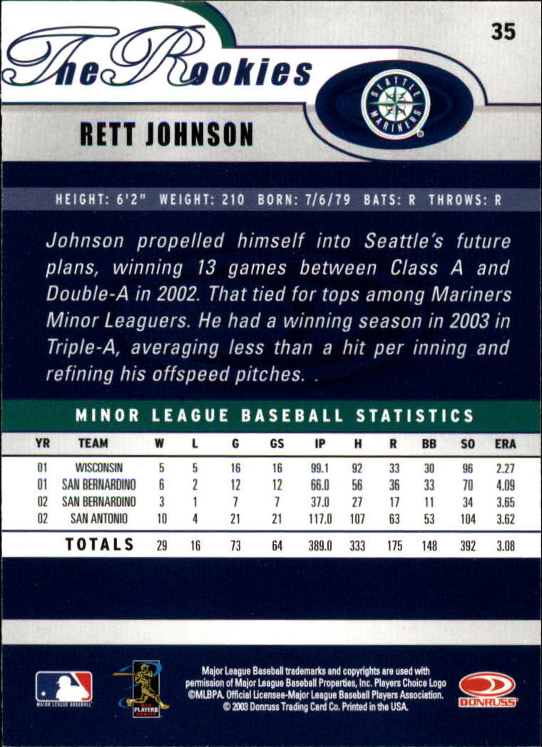 2003 Donruss Rookies Baseball "Main Set" Cards - Picture 71 of 132