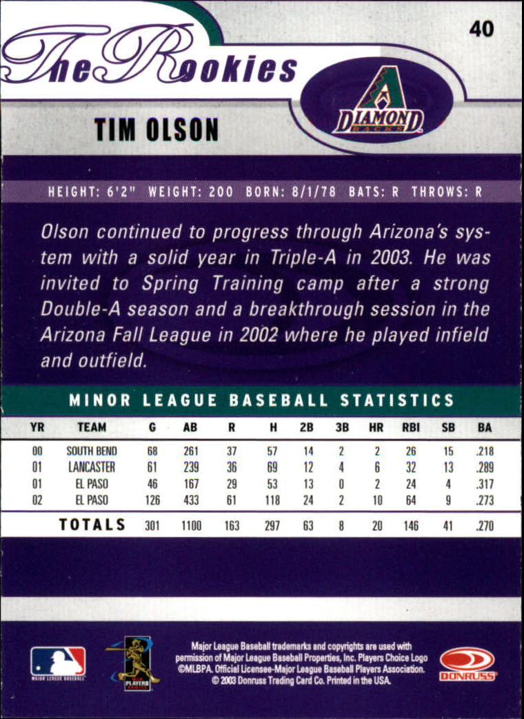 2003 Donruss Rookies Baseball "Main Set" Cards - Picture 81 of 132