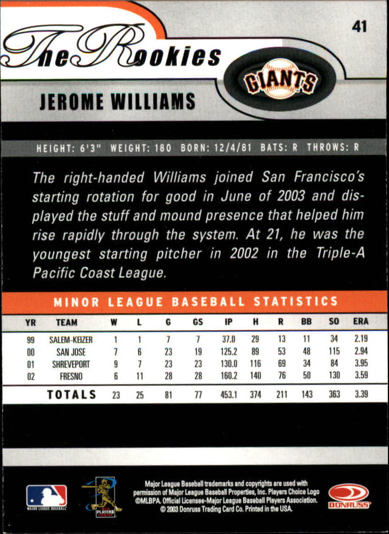 2003 Donruss Rookies Baseball "Main Set" Cards - Picture 83 of 132