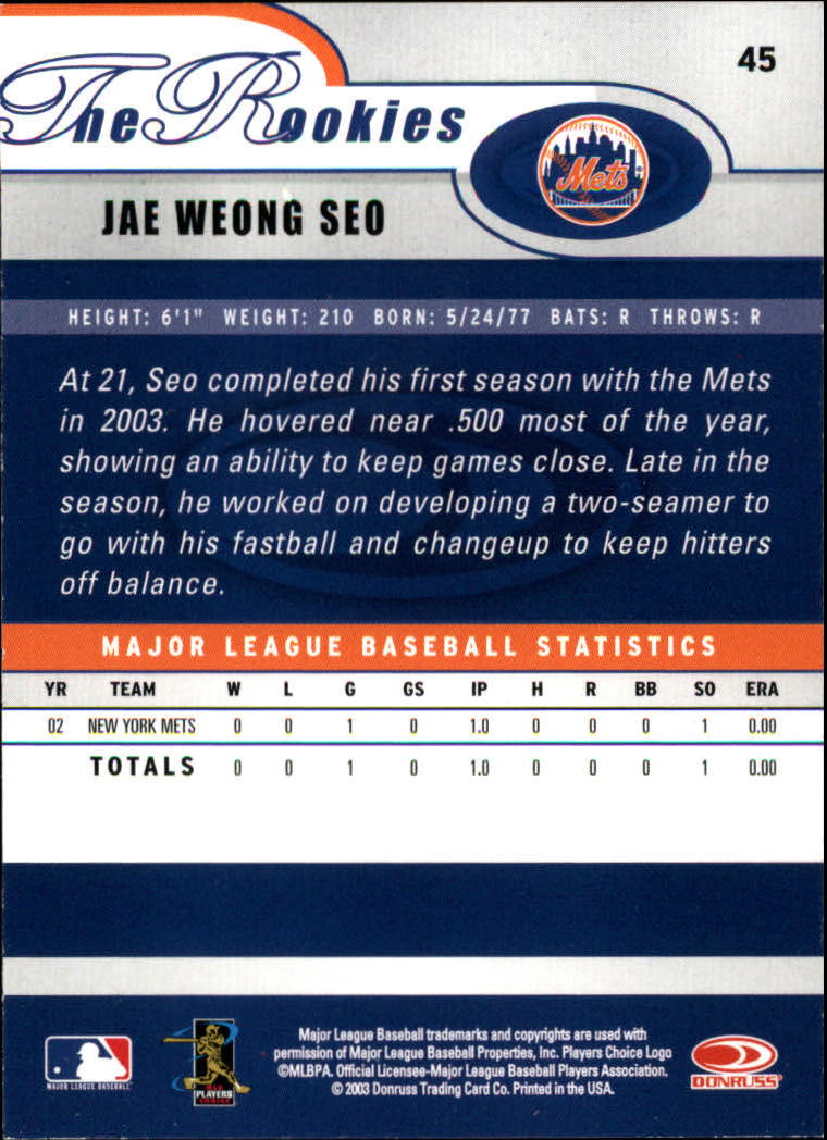 2003 Donruss Rookies Baseball "Main Set" Cards - Picture 91 of 132