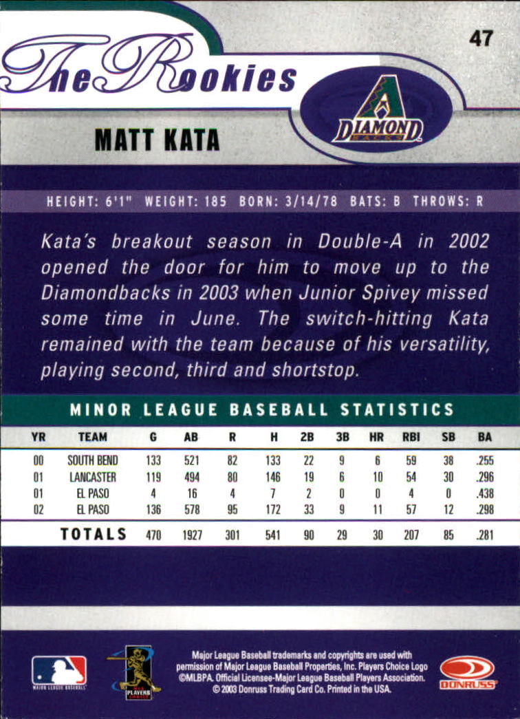 2003 Donruss Rookies Baseball "Main Set" Cards - Picture 95 of 132