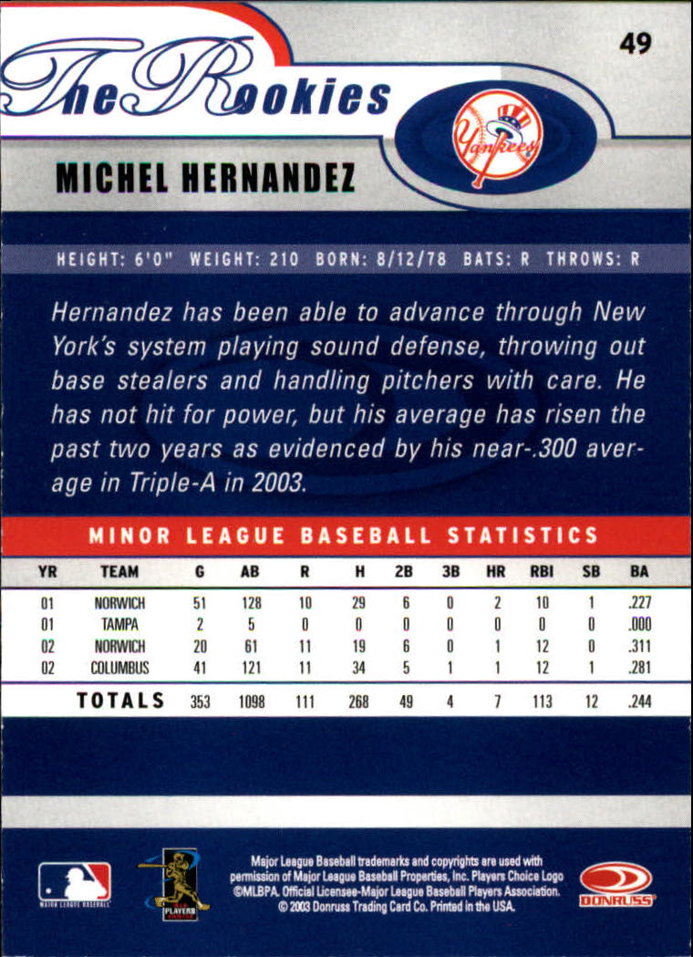 2003 Donruss Rookies Baseball "Main Set" Cards - Picture 99 of 132
