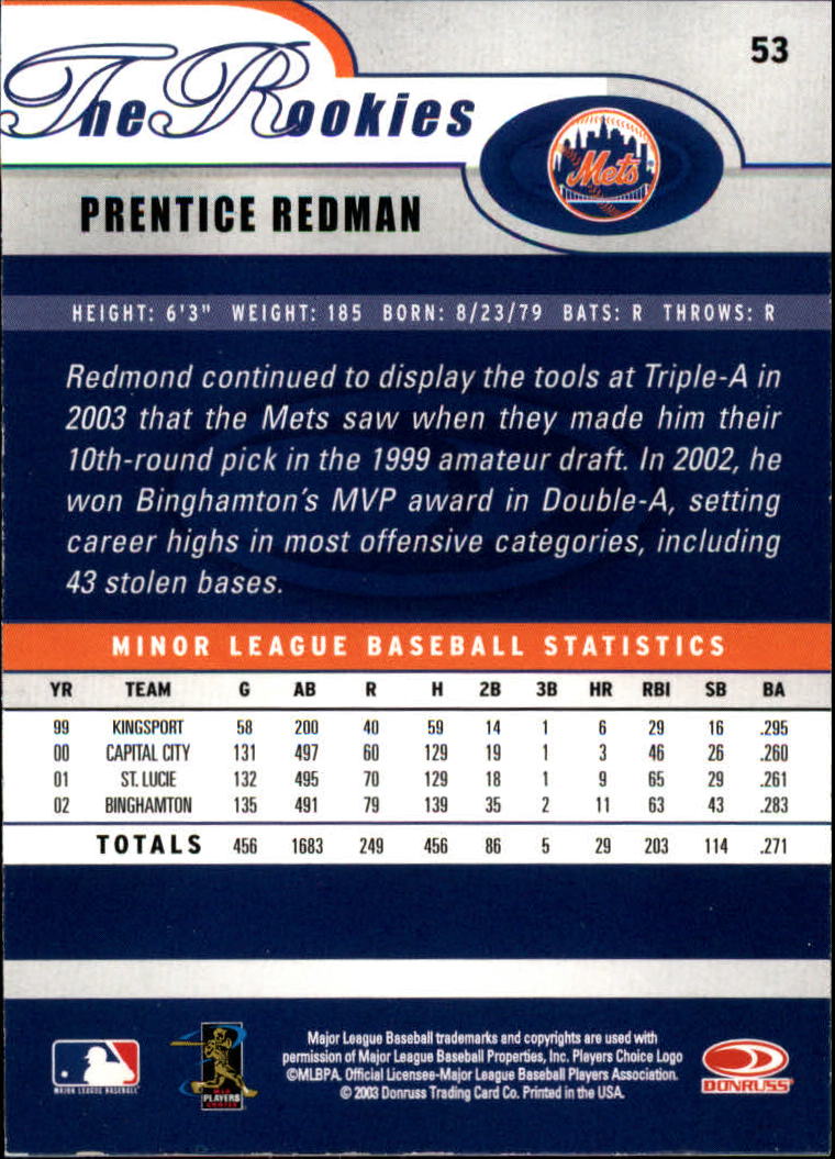 2003 Donruss Rookies Baseball "Main Set" Cards - Picture 107 of 132