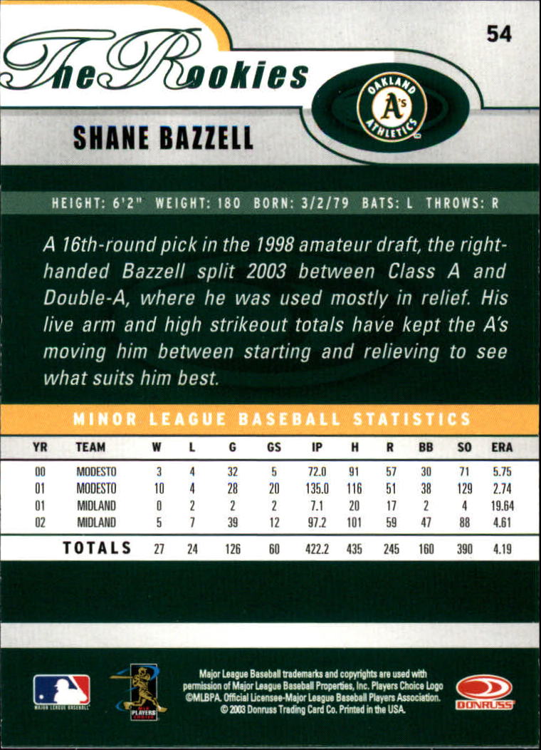 2003 Donruss Rookies Baseball "Main Set" Cards - Picture 109 of 132