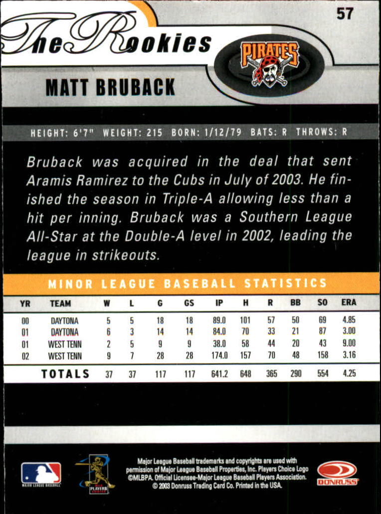 2003 Donruss Rookies Baseball "Main Set" Cards - Picture 115 of 132