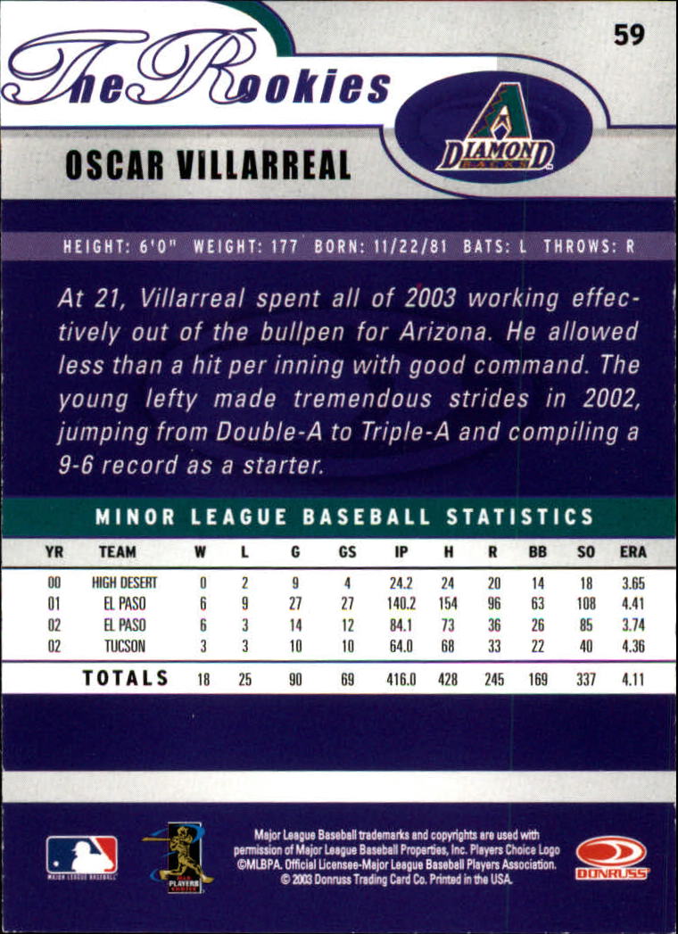 2003 Donruss Rookies Baseball "Main Set" Cards - Picture 119 of 132