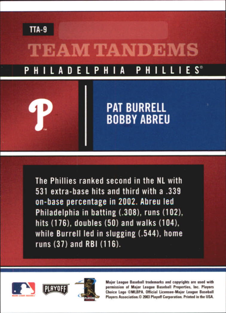 2003 Absolute Memorabilia Baseball "Insert and Insert Parallel" Cards - Picture 7 of 49