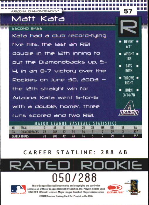 2004 Donruss Baseball "Press Proofs and Stat Line" Parallel Cards - Picture 17 of 57