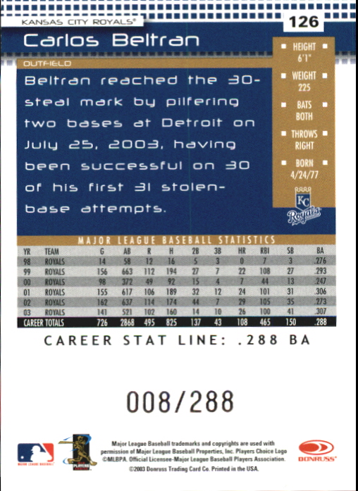 2004 Donruss Baseball "Press Proofs and Stat Line" Parallel Cards - Picture 21 of 57