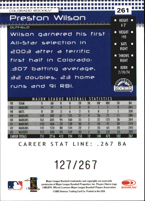 2004 Donruss Baseball "Press Proofs and Stat Line" Parallel Cards - Picture 39 of 57